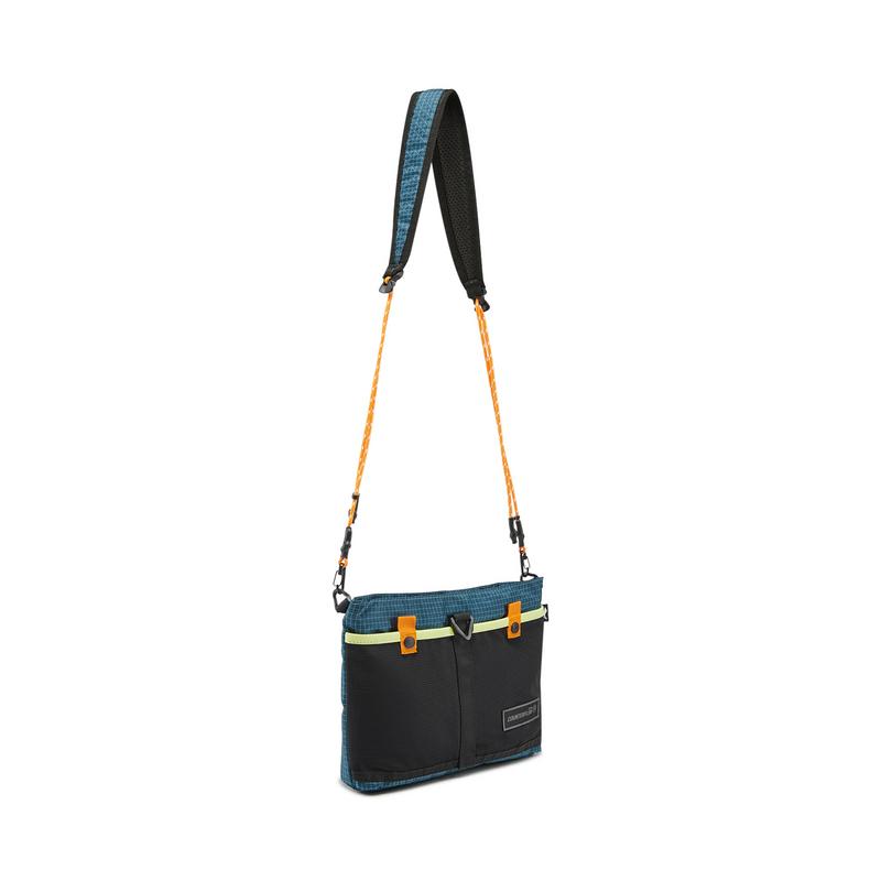 Li Ning Polyester Shoulder Bag, Crossbody Bag Unisex Basic Black & Dark Cyan ABDW257-4
