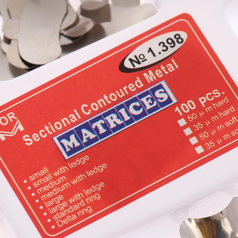 100Pcs Dental Matrix Sectional Contoured Metal Matrices No.1.398 Lmws 2 Rings