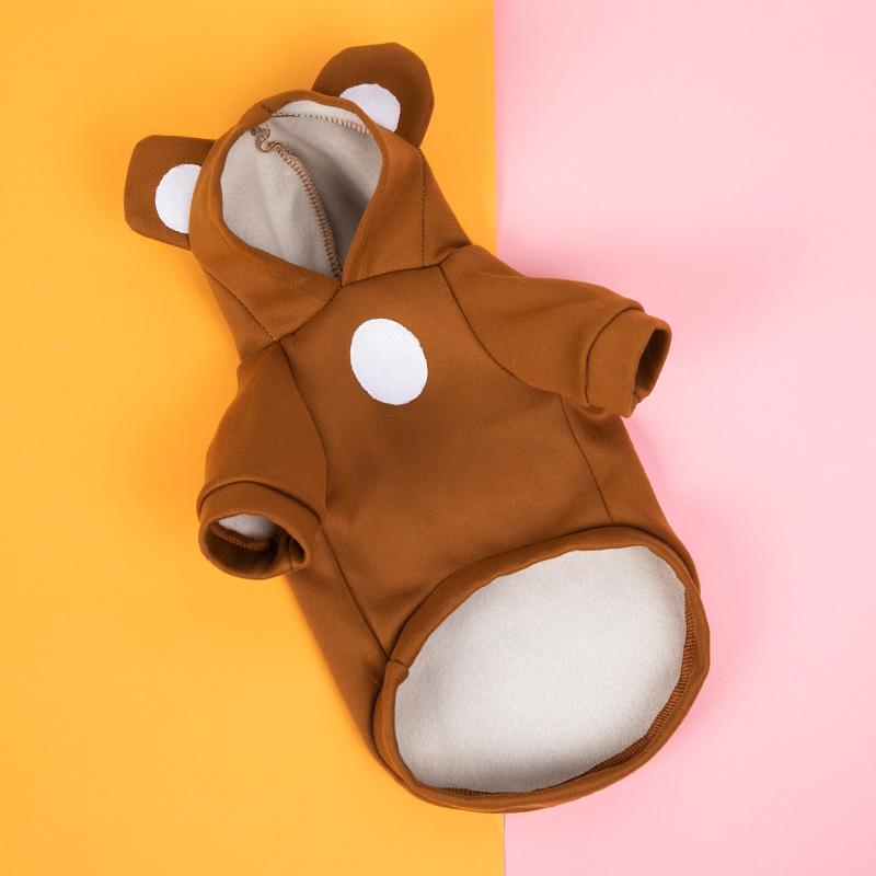 Autumn and Winter New Pet Cute Transformation Outfit Small Dog Bear Ears Dog Clothes Velvet Warm and Comfortable Teddy Bear