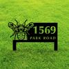 Metal Garden Sign Personalized Yard Decor Outdoor Art Stake Customizable Bee Design