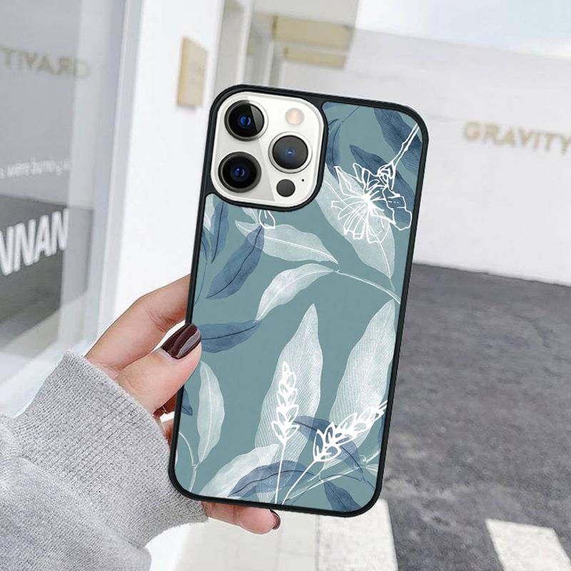 Retro Flower Leaves Graffiti Phone Case For iPhone 17 Air 15 16 Cover 11 13 14 Pro Max 12 Plus Max Fundas
