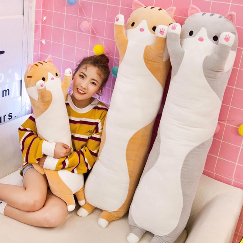 50-130Cm Long Cat Plush Toys Cute Animal Cat Creative Long Soft Toys Office Break Nap Sleeping Pillow Stuffed Gift Doll For Kids