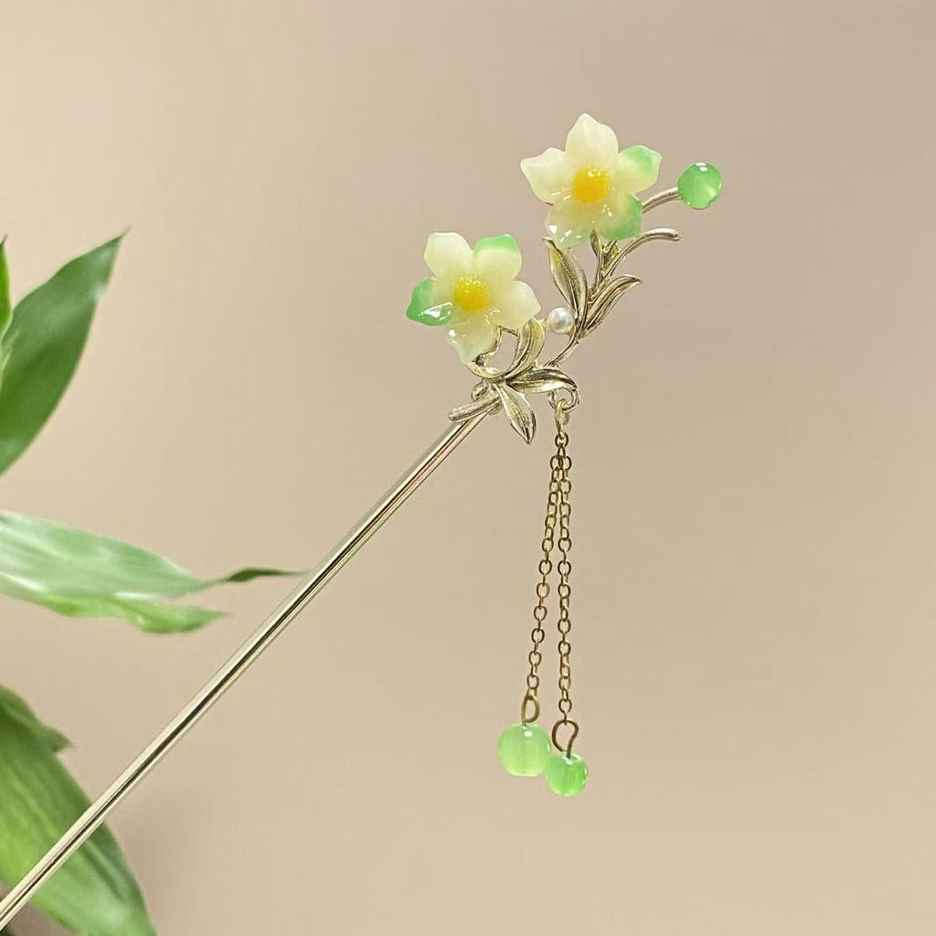 Fairy Spring Element Hairpin For Women Exquisite Flower Tassel Hair Stick Elegant Metal Jewelry Hair Accessories Hanfu Hair Pins