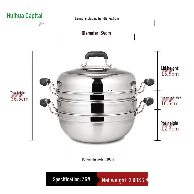 HUIHUADU Stainless Steel Steamer Wok