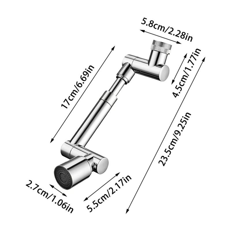 Retractable Universal 1440 Swivel Robotic Arm Swivel Extension Faucet Aerator Kitchen Sink Faucet Extender 2 Water Flow Mode