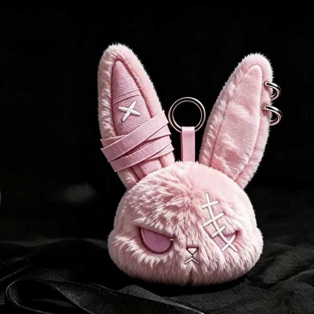 Plüsch Gothic Kaninchen Schlüsselanhänger für Damen Tasche Anhänger Dekoration Niedliches Plüsch Bully Kaninchen Auto Schlüsselanhänger Party Geschenke Schlüsselanhänger Zubehör