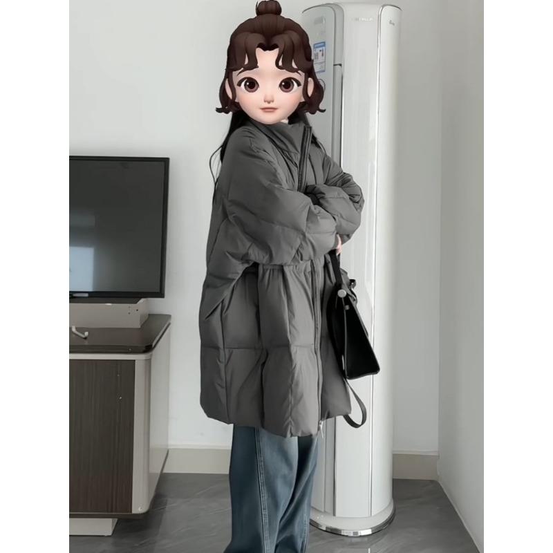 New down padded clothes women's winter medium and long padded jackets loose over the knee thickened padded jackets trendy