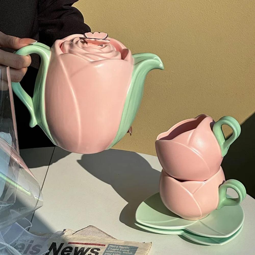 INS Wind Tulpen Teekannenset Kamelien Teetasse Nachmittagstee-Set Keramik Kaffeetasse Untertasse Kanne