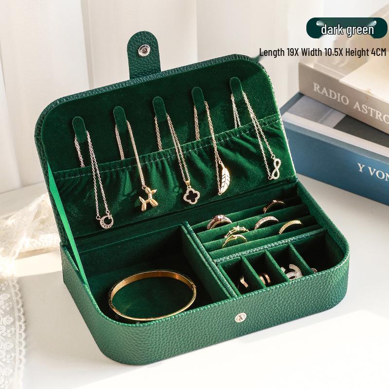 

Compact High-End Travel Jewelry Box for Studs, Rings, Necklaces, Earrings, and Bracelets