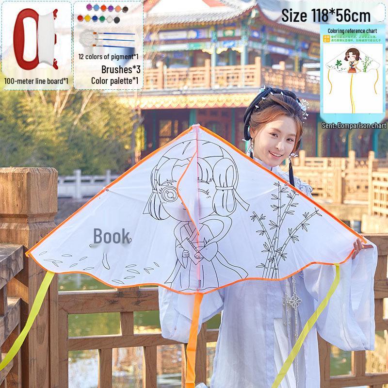 Handmade Children's DIY 1.2m Coloring Kite - Easy To Fly In Light Breeze