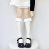 Lolita Rose Lace Mid-Calf Socks for Women lolita Lace bow in Japanese style jk White calf socks for spring and autumn