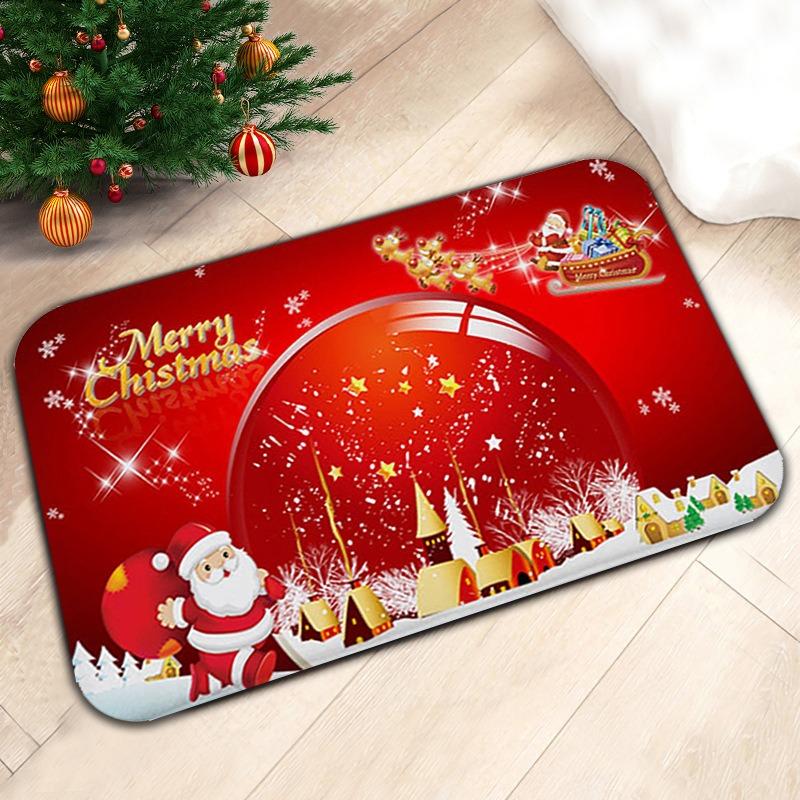 Christmas element Printing Doormat Non-Slip Entrance Rug Merry Christmas for Home Decor Living Room Doorway Indoor Outdoor Use