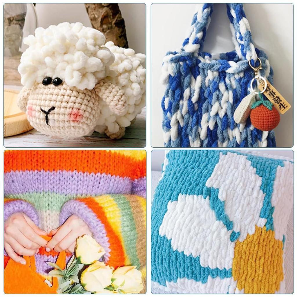 Rolin Roly Kitten Chunky Chenille Approximately per Chenille Wool Handmade Crochet DIY Ice Strip Knitting Weaving Plush Hand Weaving Knitting Pet