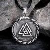 Antique Black Ouroboros Viking Dragon Necklace Men Stainless Steel Compass Norse Rune Trinity Vegvisir Pendant Icelandic Jewelry
