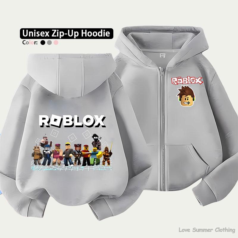Roblox Kids Zip Hoodie for Kids Ages 4-14 Multiple Pattern Options Unisex Lightweight Zip Jacket HD Print Easy Wear Sporty and Casual Style Polyester