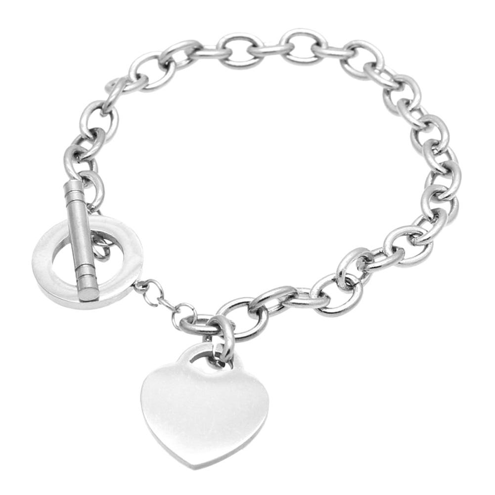 Buy Stainless Steel Love Heart Pendant Bracelet Women Luxry Simple Design Bracelet at affordable