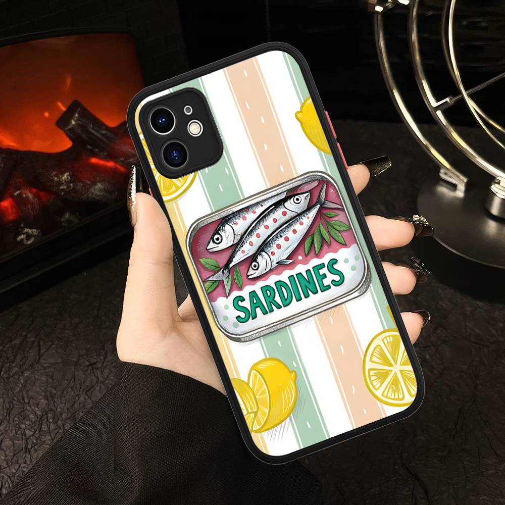 Sardines Matte Transparent Phone Cover For IPhone Case 16 15 14 13 12 11 Pro Max X XS Max Plus