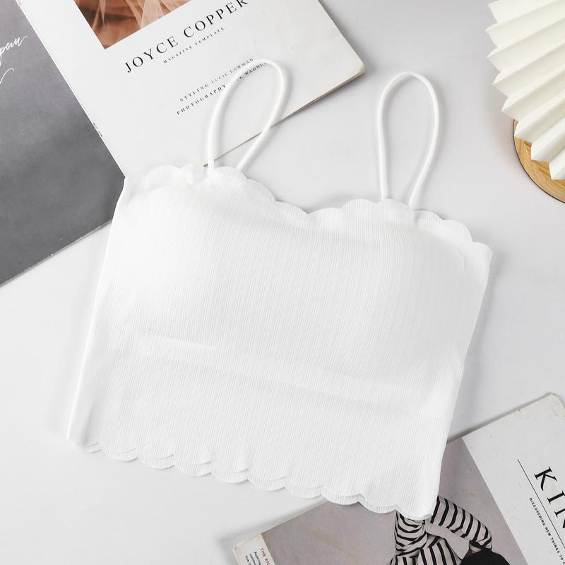 

Sweet Desire Ice Silk Wireless Camisole Bra with Chest Pads - Breathable, Anti-Exposure Bandeau for Women One Size білий