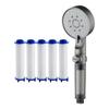 5 Modes Filtered Shower Head with Handheld Shower Head with Handheld Silicone Nozzles Adjustable Sprayer for Home Gym Dorm