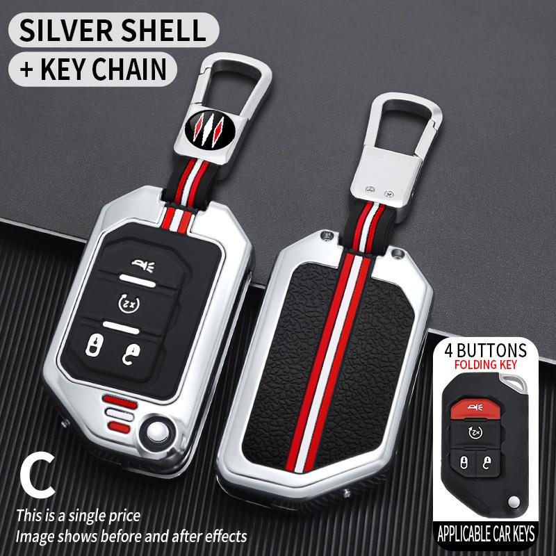 Zinc Alloy Car Key Case For Jeep Gladiator Jt Sahara Jlu Jk Wrangler Jl Rubicon Accessories