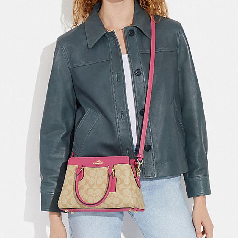 New COACH Darcie Cow Leather Shoulder Bag, Crossbody Bag, Handbag Mini Women's Khaki & Pink CH174-IMVGK