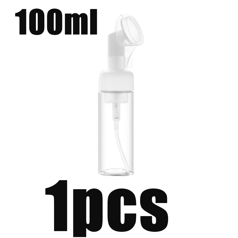 1/2/4pc 100ml Empty Facial Cleanser Mousse Foam Gel Head Wash Brush Foam Bottle Silicone Brush Refillable Shampoo Pump Dispenser