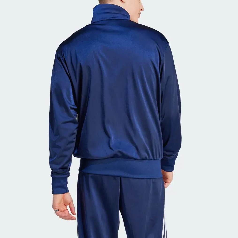 Adidas Originals Solid Color Stand Collar Striped Slim Fit Long Sleeve Jacket Men Jackets Navy IN4682