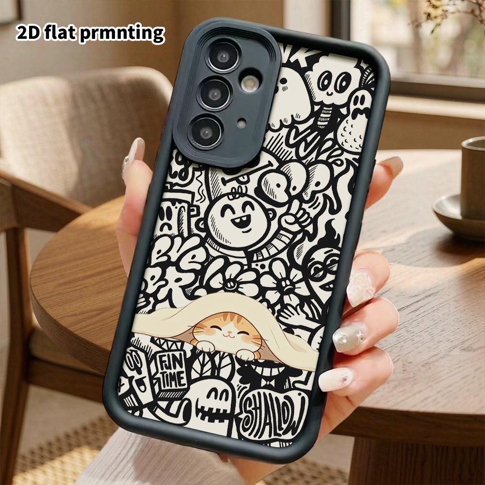 Phone Case: 2D Flat Samsung Galaxy A34 A35 M05 M06 S20 S22 S21 FE Plus 5G Protective Case, Orange Kitten, Christmas and Halloween Gift