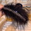 Fumede Women's Ostrich Feather Hair Claw Clip Set