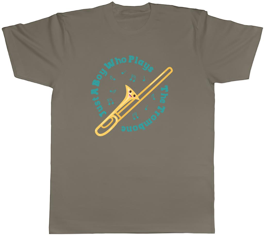 Boy Who Plays the Trombone Mens TShirt Brass Instrument Slide Bell Valve Tee