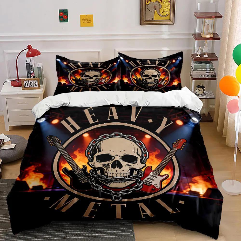 Heavy Metal Guitar Decor Set Soft Comfortable Duvet Cover Bedding Set Included 1*Duvet Cover & 2*Pillowcases gift