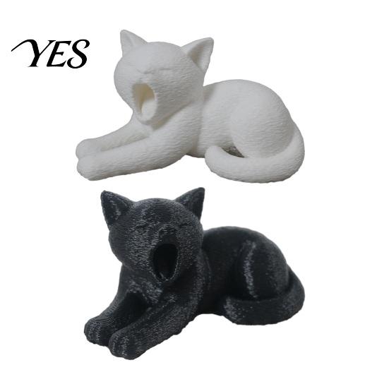 Realistic Texture Cat Art 3D Printed Ornament, Plush Figurines, Black Figurine White Cute Healing Sculpture, for Desk Car Bookshelf Decor Versatile