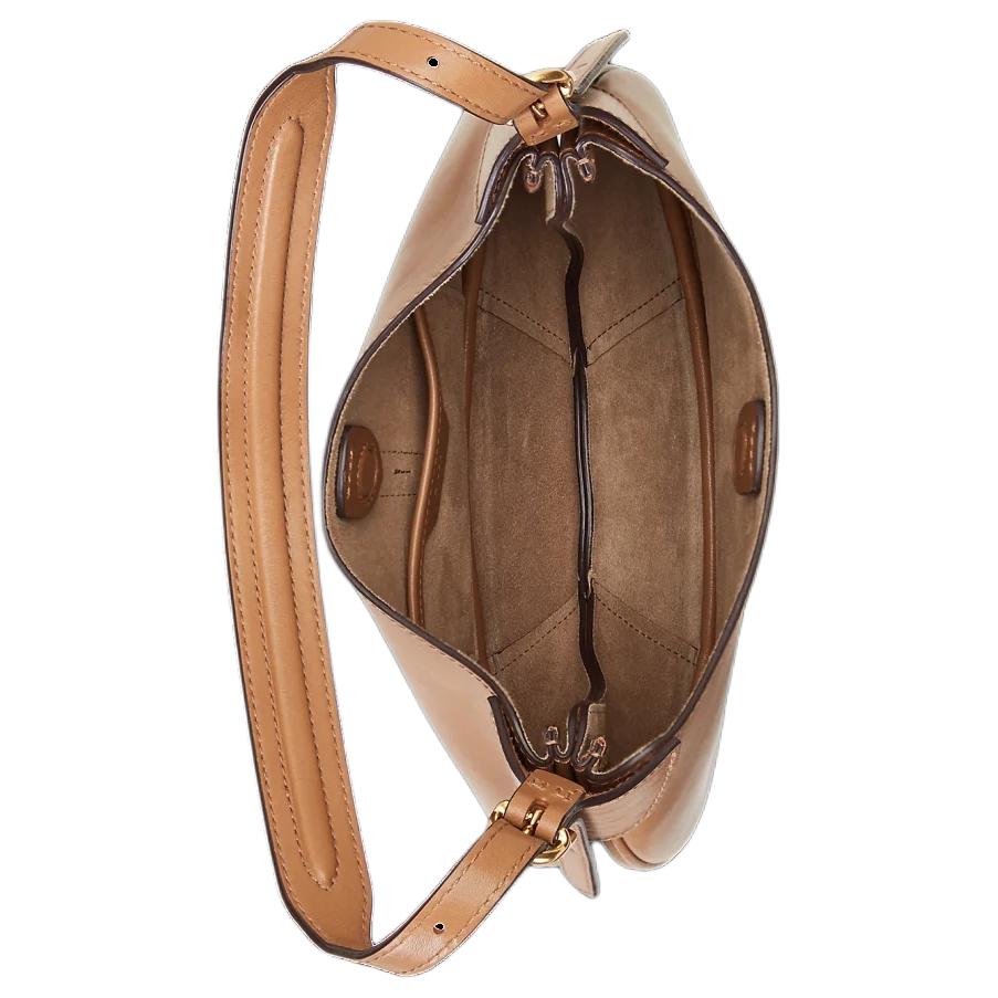 Polo Ralph Lauren Polo ID Metal Hardware Iconic Pony Hollow Pattern Leather Handbag Small Women Handbags Brown Yellow WAPOBAG02V20128