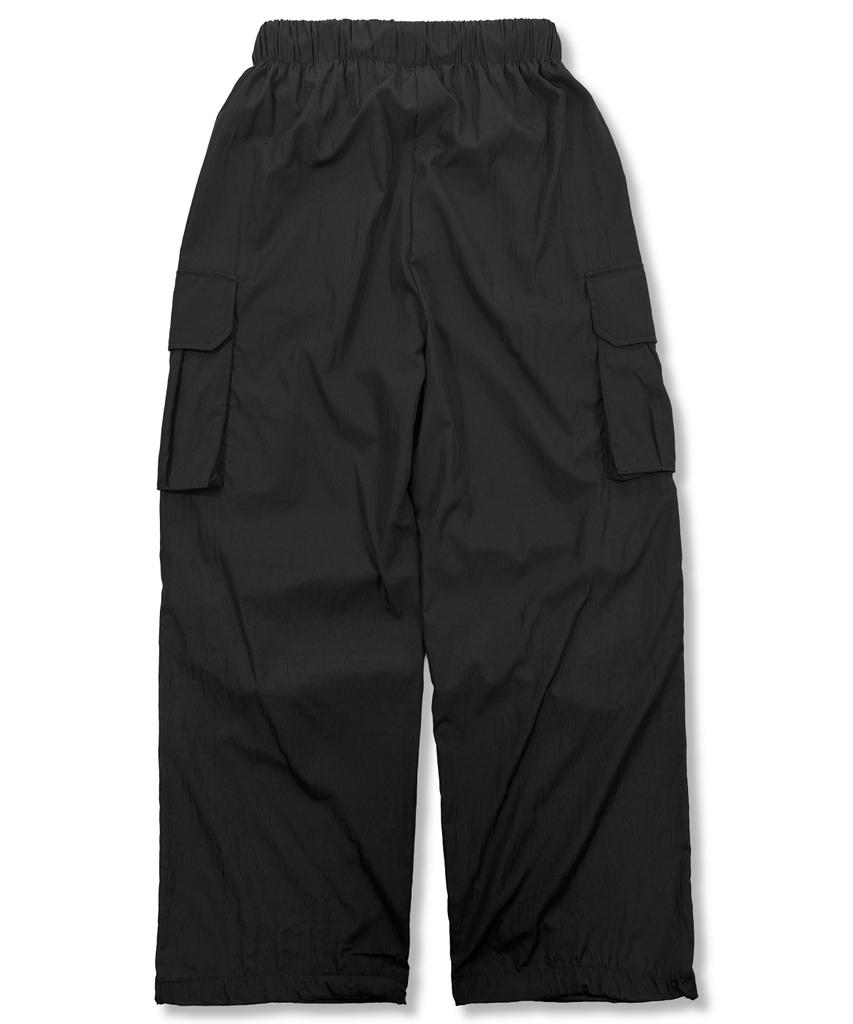 Damiswi Matte Glossy Parachute Cargo Pants_Black