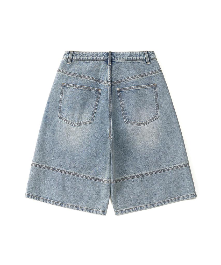EXCONTAINER Incision Bermuda Denim Pants (Light Blue)