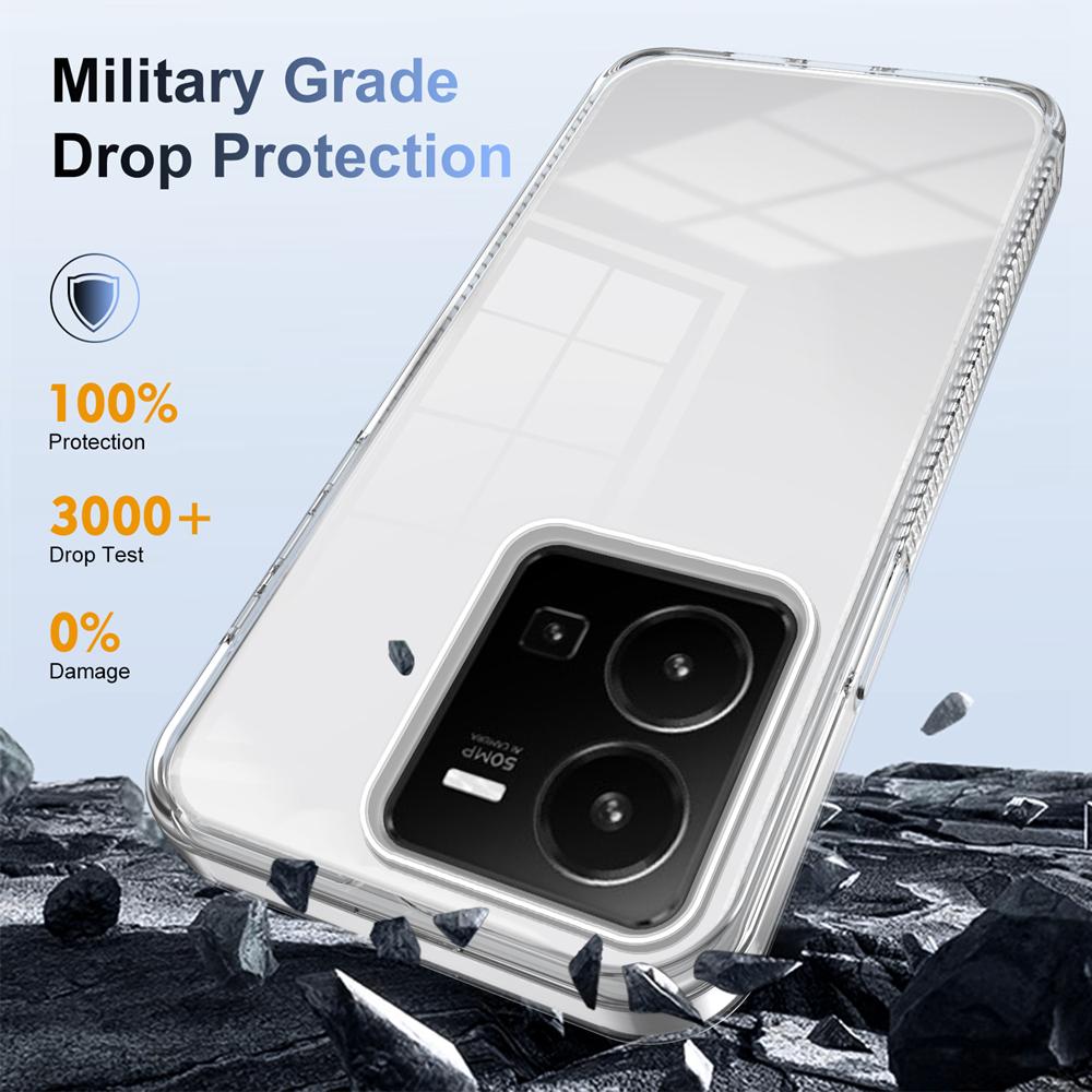 KEYSION Transparent Phone Case for VIVO Y35 Y22 Y22S Soft TPU+PC Anti-slip HD Clear Shockproof Phone Back Cover for VIVO Y22 Y35