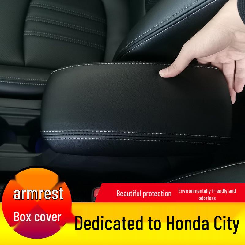 08-18 Honda City Full Coverage Armrest Box Leather Protective Cover Pad