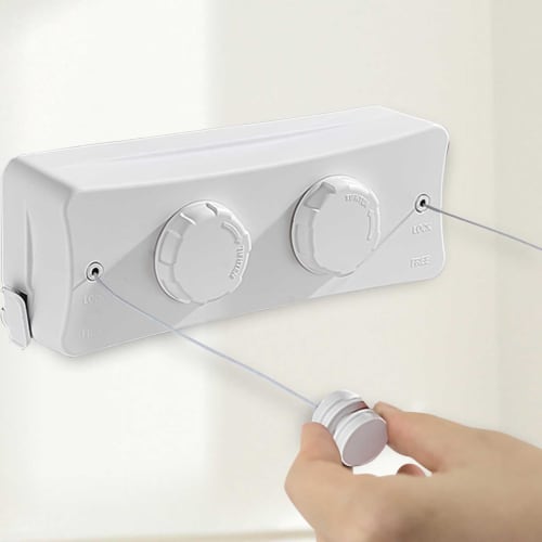 Indoor Clothes Drying Wire, 5.1m Long, 20kg Load Capacity, Double-Size Clothes Drying Wire, Wall-Mounted, Retractable, Built-in, Stainless Steel, for