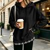 Women's Long Sleeve Striped Sweatshirt Casual Loose Fit Two Piece Look Top