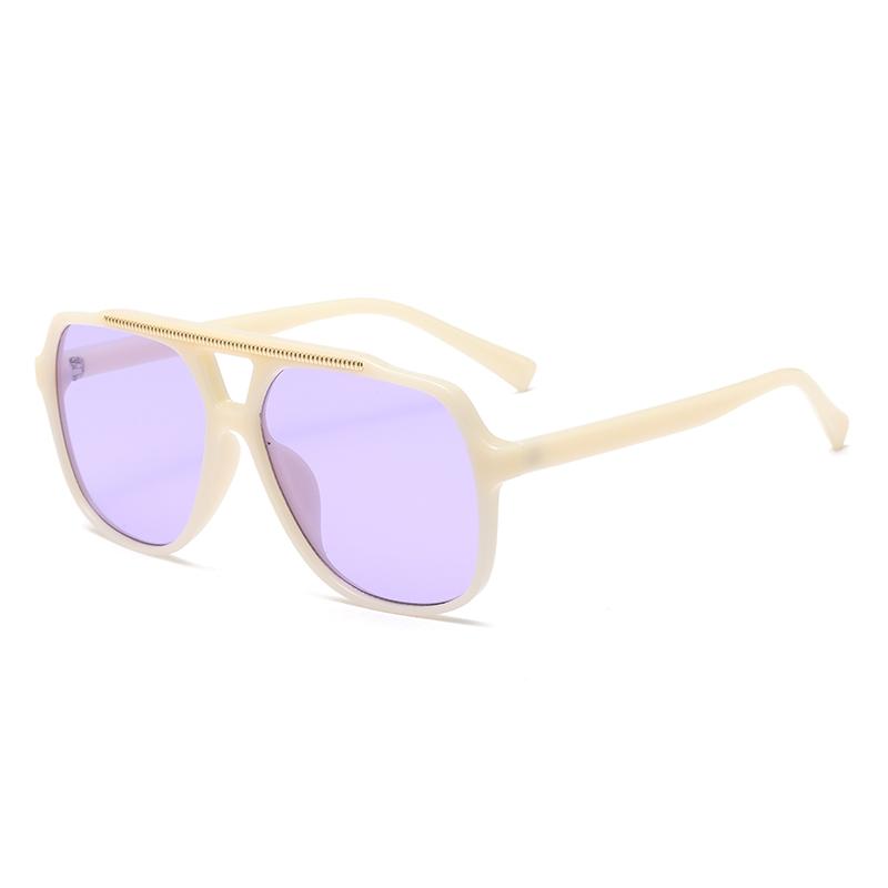 New Fashion Minimalist Ocean Piece Sunshade Sun Glasses Retro Double Beam Pilot Eyeglasses Uv Protection Female