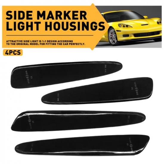 4x For Chevy Corvette C6 10316656 Smoked Marker Side Light Signal Housings