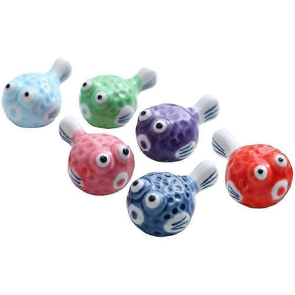 6pcs Puffer Shape Ceramic Chopsticks Rack Holder Dining Room Chopsticks Rest
