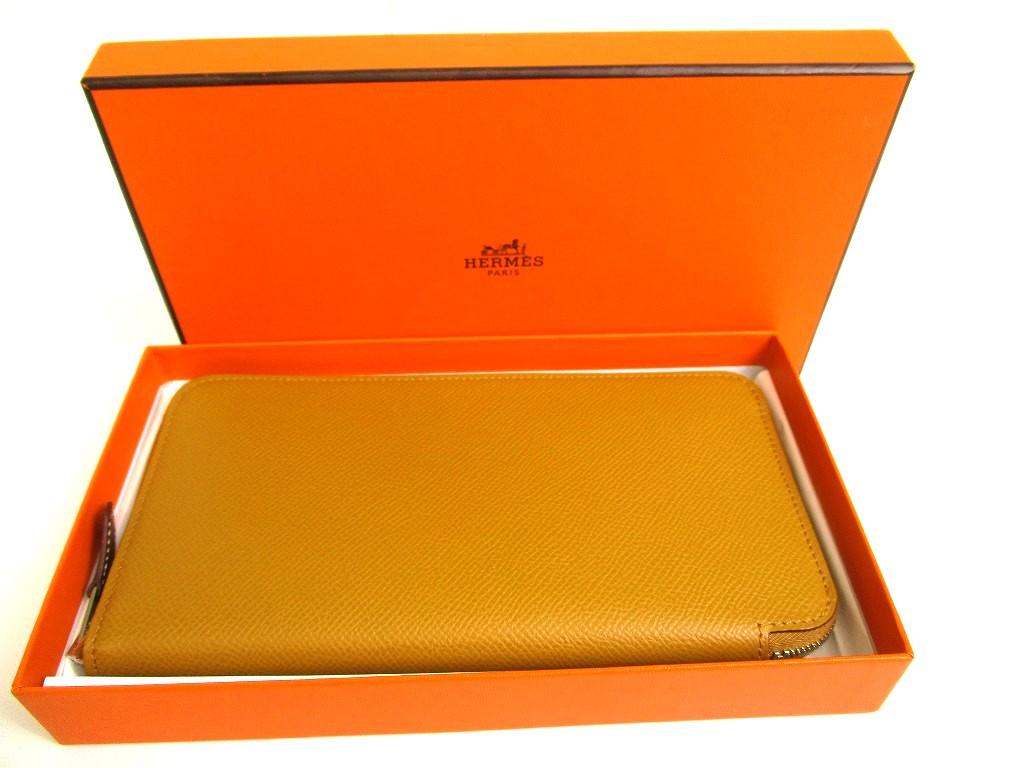 Auténtica Cartera Redonda con Cremallera HERMES Sesami Veau Epson LÍNEA SILK\'IN Azap Long #b016 Caja Abierta