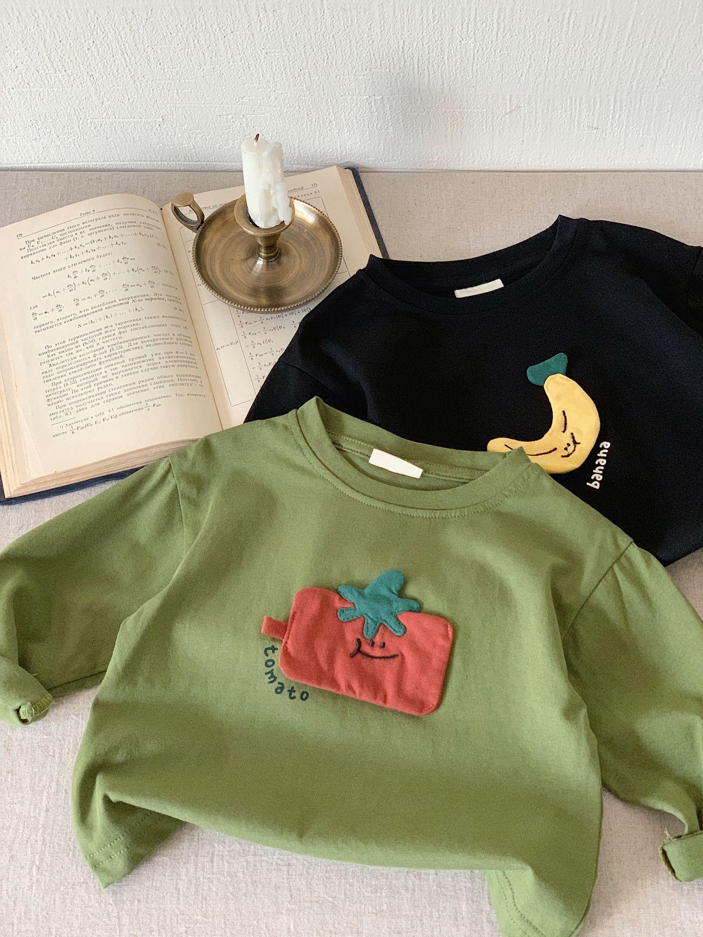 

Buga Sugar 2025 Весна Детская футболка с длинным рукавом и 3D фруктовой аппликацией 110 cm зелёный