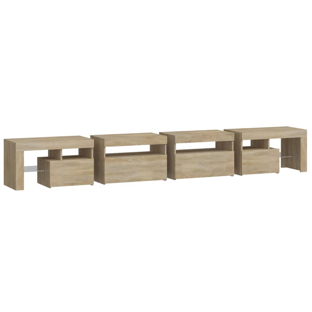 Vidaxl Szafka Pod Tv Z Oświetleniem Led, Dąb Sonoma, 260X36,5X40 Cm