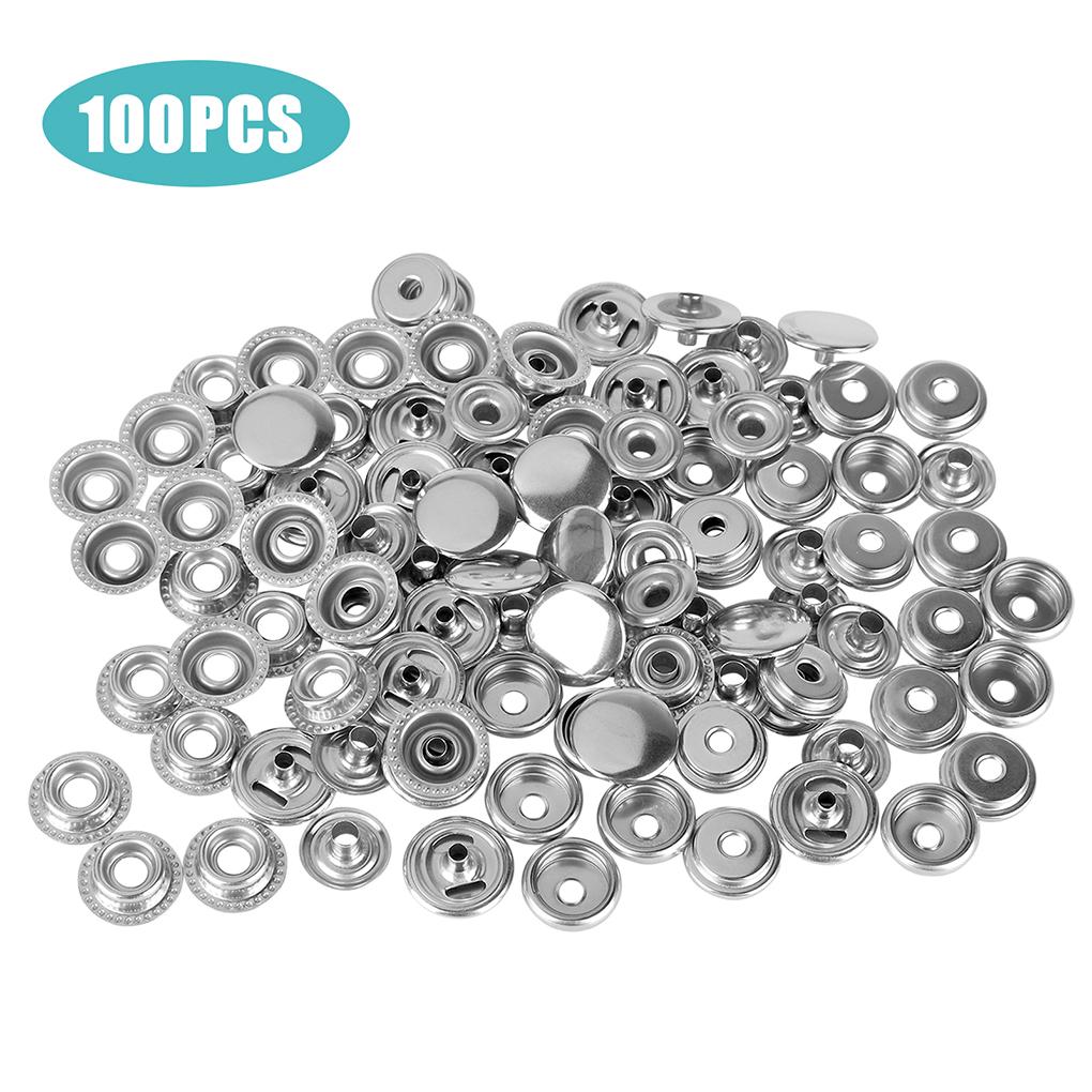 100 Stück 15 mm Canvas-Druckknopf-Set, Marine-Qualität, Druckknöpfe aus Edelstahl zum Nähen von Bootsabdeckungen, Leder, Kleidung, Zelten