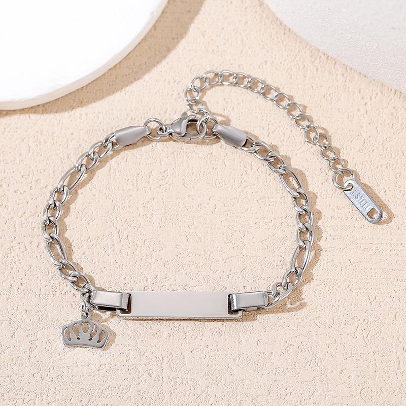 New Stainless Steel Laser Engraved Children's Cuban Chain Bracelet