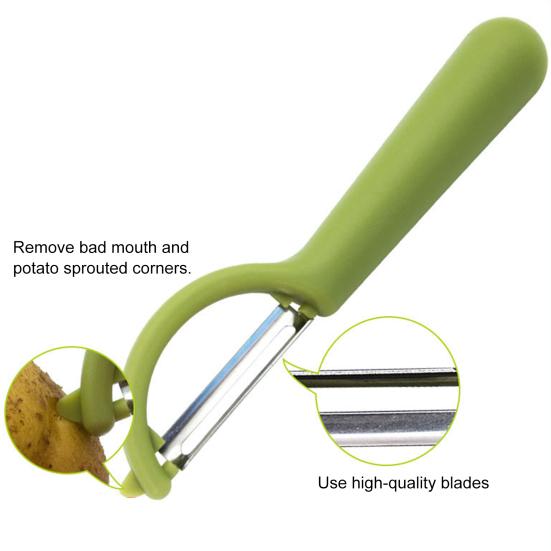 Non-slip Round Handle Comfortable Grip Fruit Peeler Easy to Clean Matte Surface Multi-functional Stainless Steel Sharp Blade Vegetable Peeler for Home