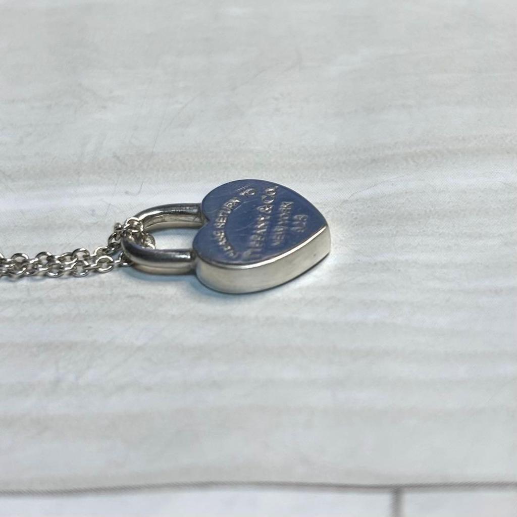 Used TIFFANY & Co. Return To Heart Lock Mini Necklace 925 Storage Bag