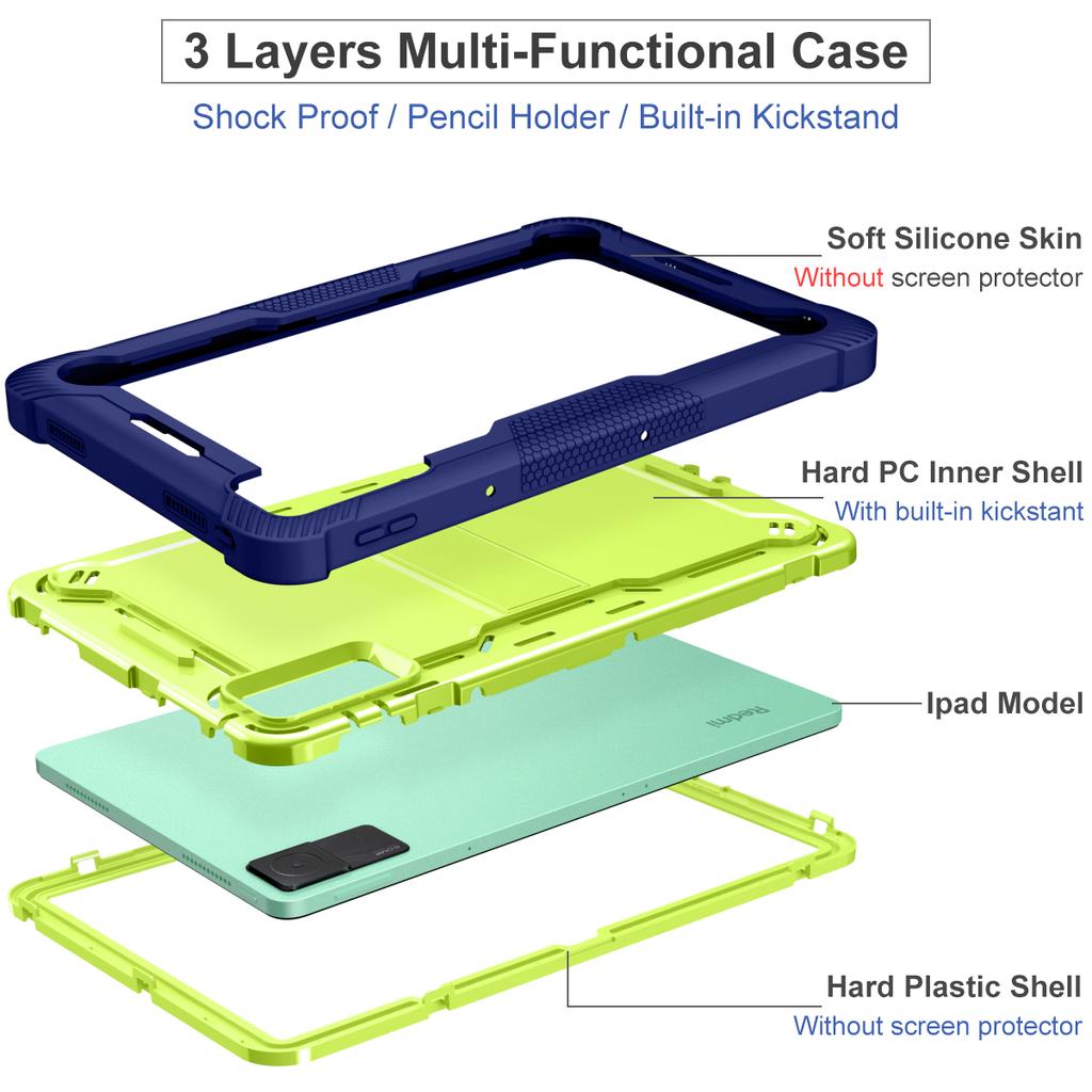 Case For Xiaomi RedMi Pad SE 11 10.6 Tablet Stand Armor Cover For Redmi Pad 2 11 inch Shockproof Kickstand Kids Funda
